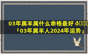 03年属羊属什么命格最好 🐒 「03年属羊人2024年运势」